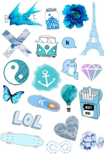 Стикеры голубого цвета