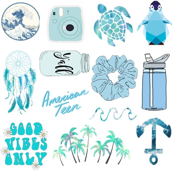 Наклейки голубая тема