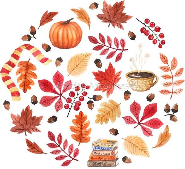 Маленькие наклейки осении