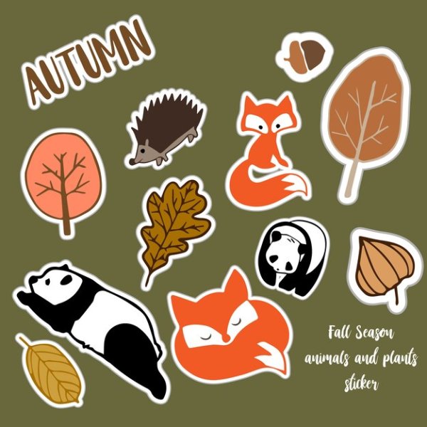 Набор наклеек осень