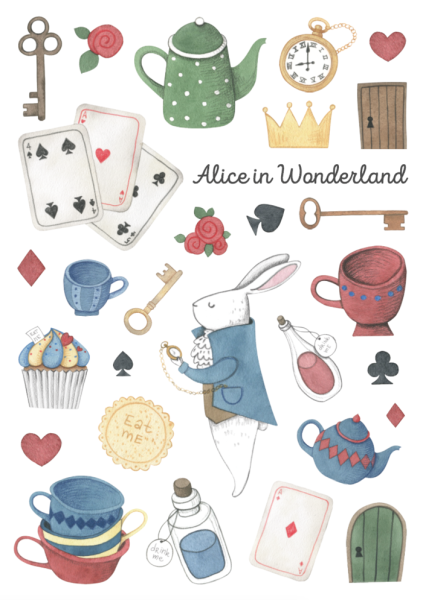 Наклейки Алиса в Зазеркалье