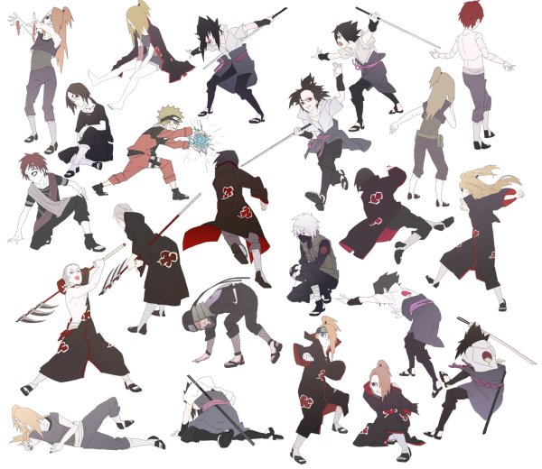 Наклейки с аниме Наруто Акацуки