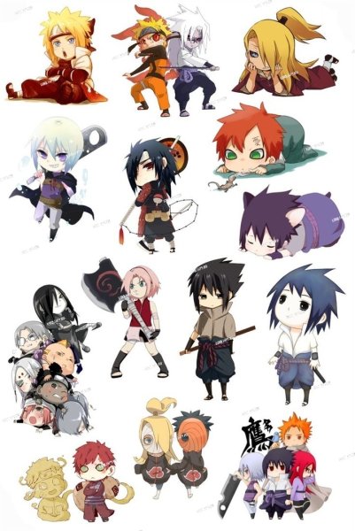 Чиби головы персонажей аниме Наруто