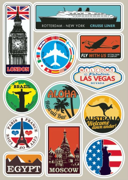 Наклейки на чемодан путешественника