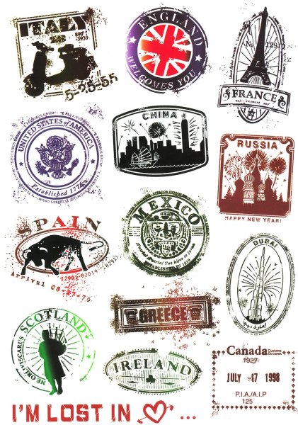 Старинные наклейки на чемоданы