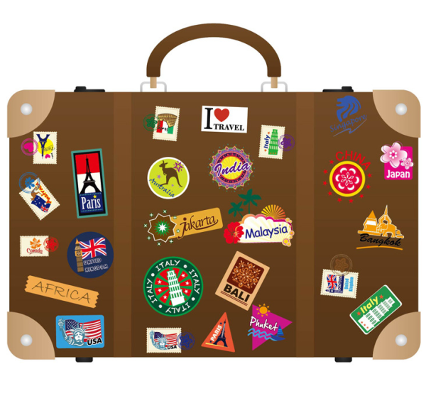 Чемоданы смнаклейками