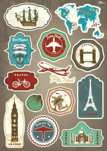 Старинные наклейки на чемоданы