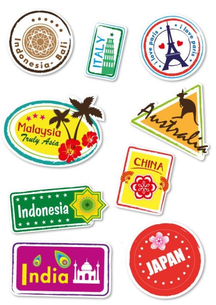 Чемодан для путешествий с наклейками