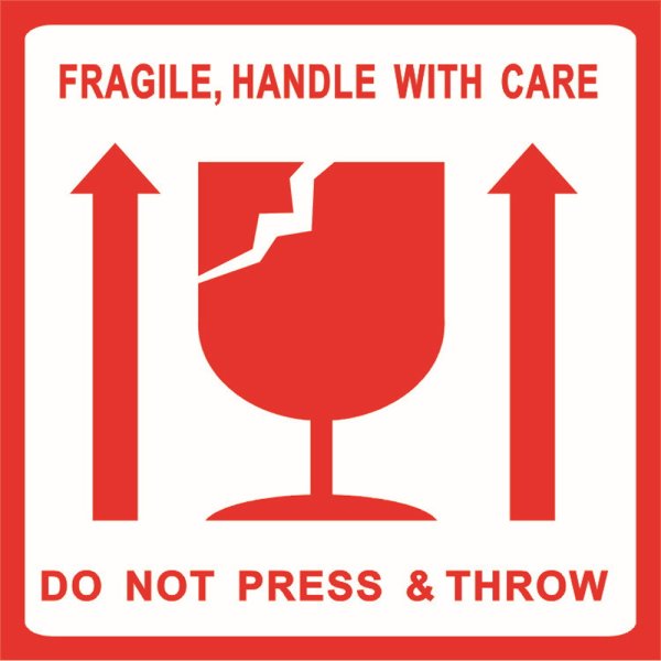 Этикетка осторожно стекло