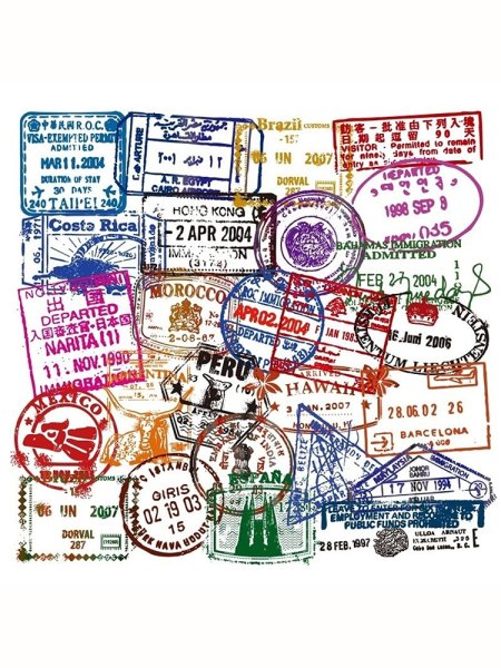 Марки и наклейки на чемодане