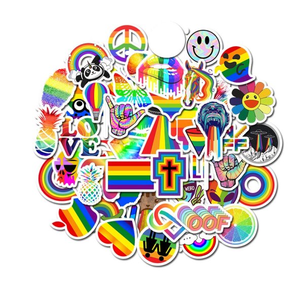Радужные Стикеры 50 штук для тега