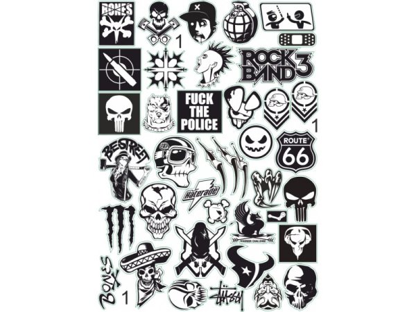 Стикеры чёрно белые