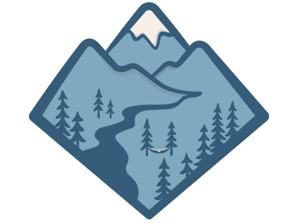 Наклейка лес горы