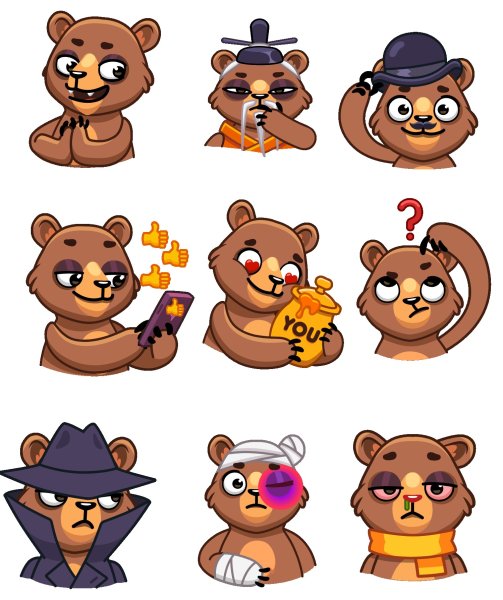 Стикеры мишки