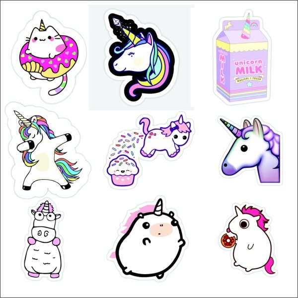 Маленькие наклейки единорожек