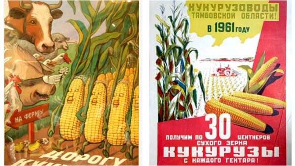 Плакаты Хрущева про кукурузу