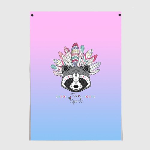 Енот с табличкой