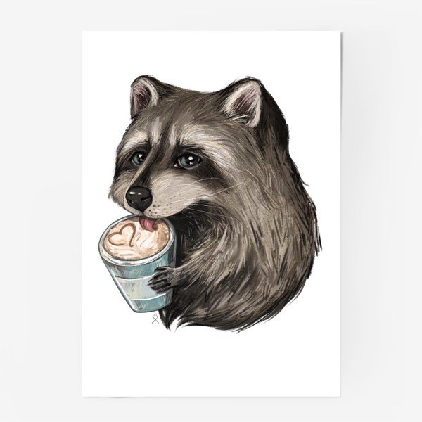 Краткий стиль арт плакат енот