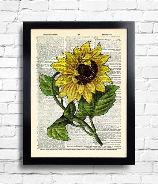 Картины в интерьере гостиной в современном стиле подсолнух