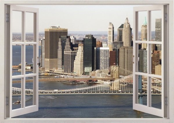 Вид из окна в Нью-Йорке на океан