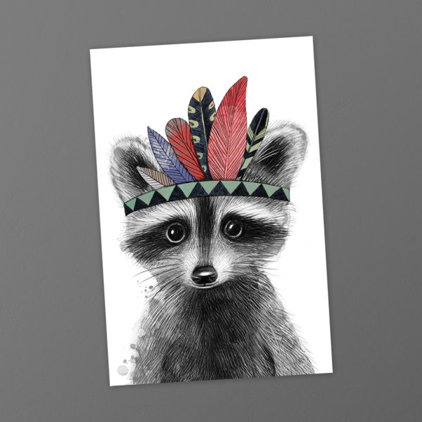 Постер енот в скандинавском стиле