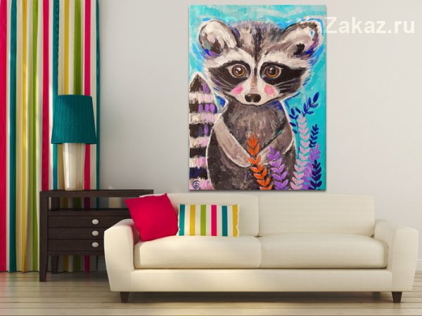 Постер енот хипстер