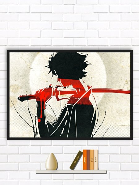 Постер черно белый Самурай