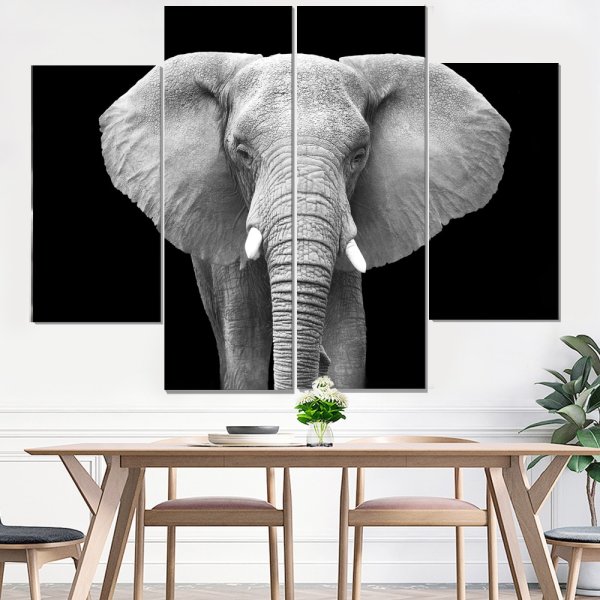 Постер слоны черно-белый