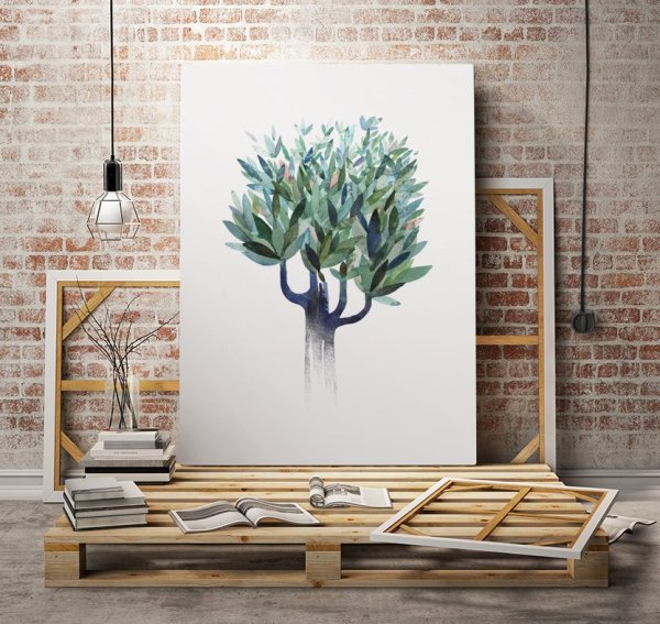 Картины с листьями в интерьере