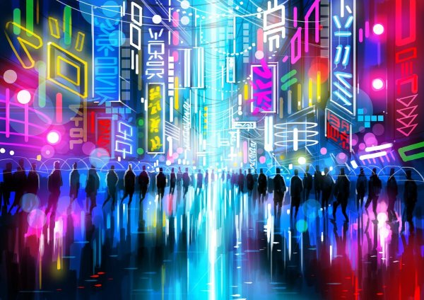 Неоновый рекламный плакат