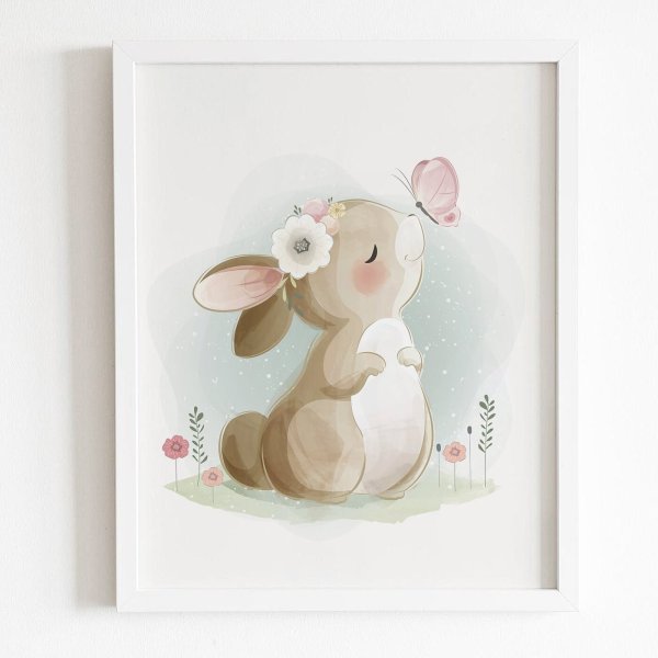 Постер зайчик в пастельных тонах