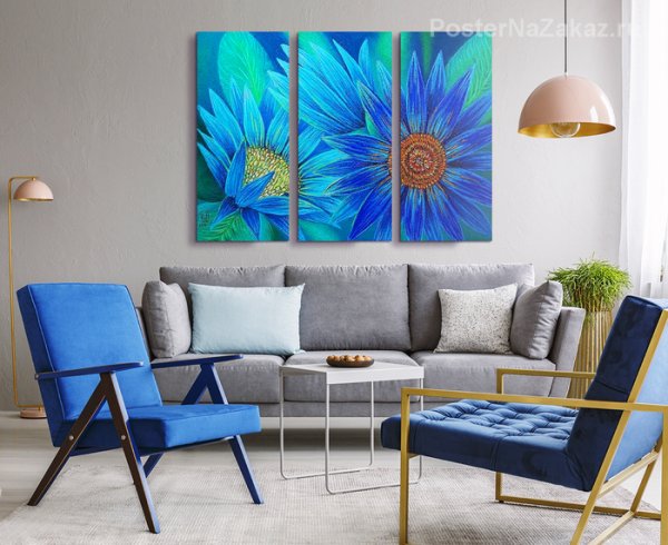 Синяя картина в интерьере