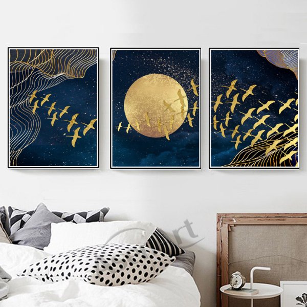 Постер синий с золотом