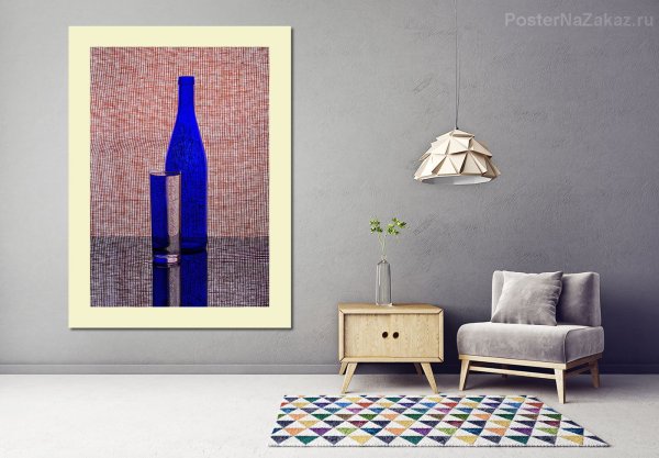 Синие бутылки в интерьере