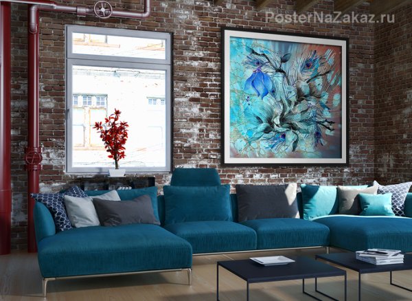 Картина в синих тонах в интерьере