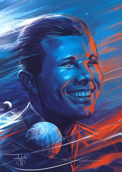 Плакат первый полет человека в космос Юрий Гагарин