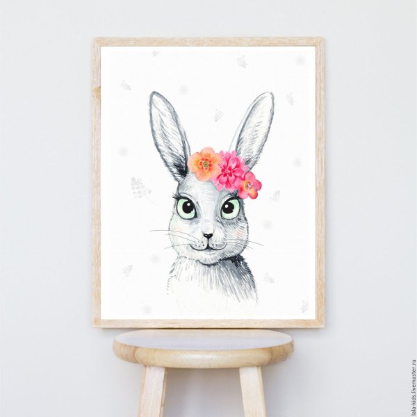 Постер заяц в скандинавском стиле
