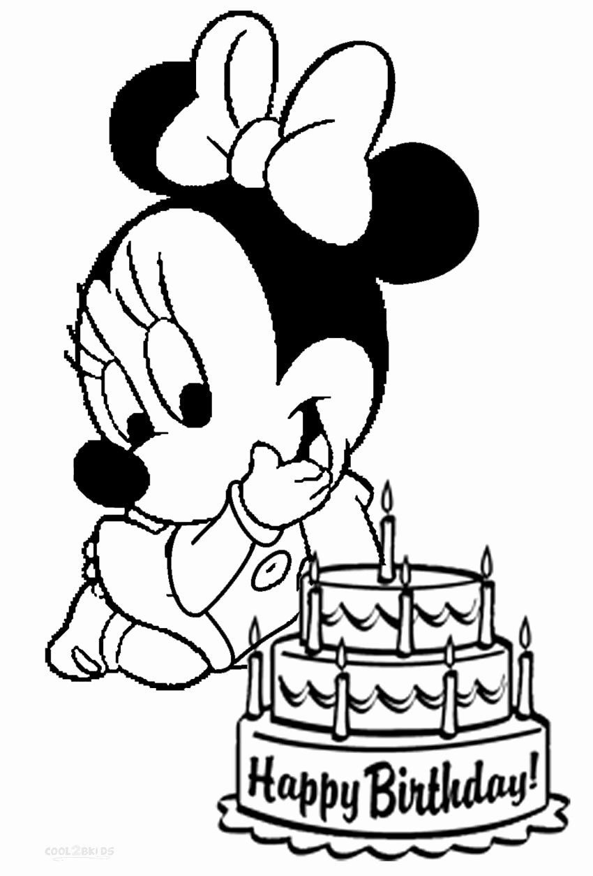 Раскраска Микки и Минни Маус с днем рождения