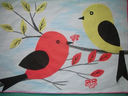 Птицы аппликация для детей