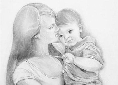 Мама с ребенком рисунок карандашом