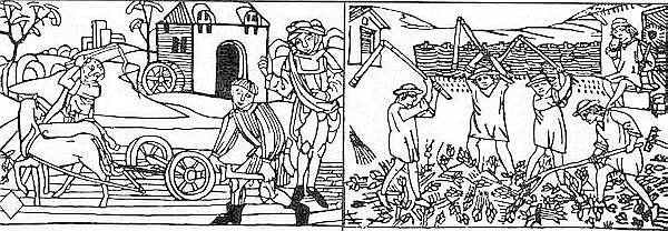 Крестьяне гравюра средние века
