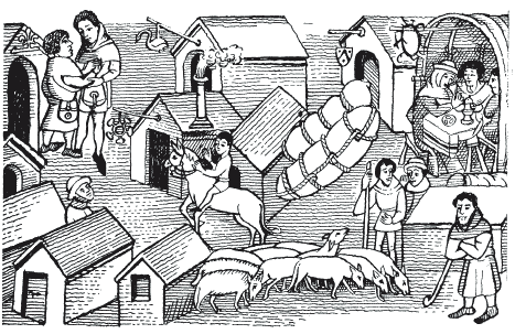 Рисунок средневековой городской Ярмарке