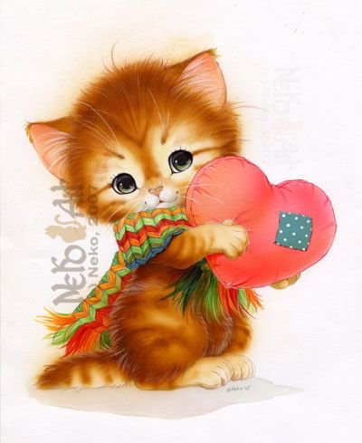 Милая открытка с котиком