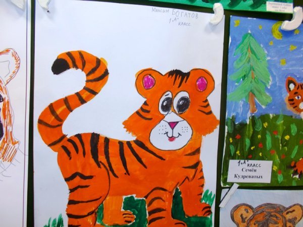 Рисование тигра в детском саду