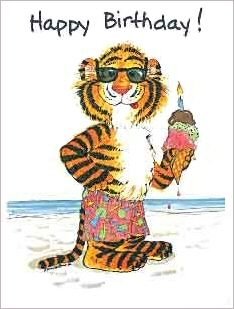 Открытка с днем рождения с тигром