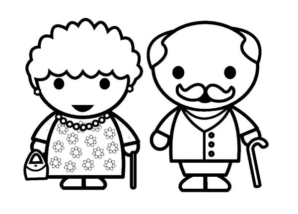 Рисунок бабушка и дедушка раскраска