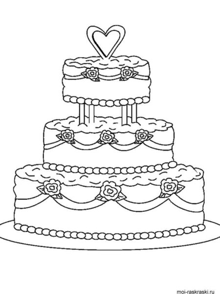 Раскраска торт на день рождения