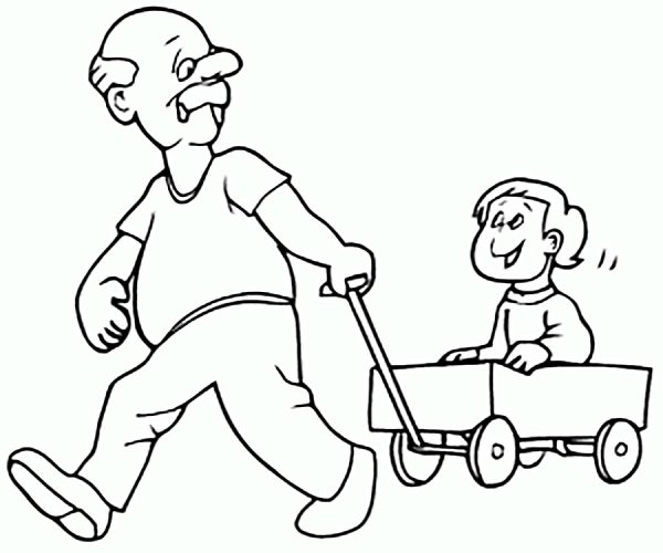 Раскраска дед и внук