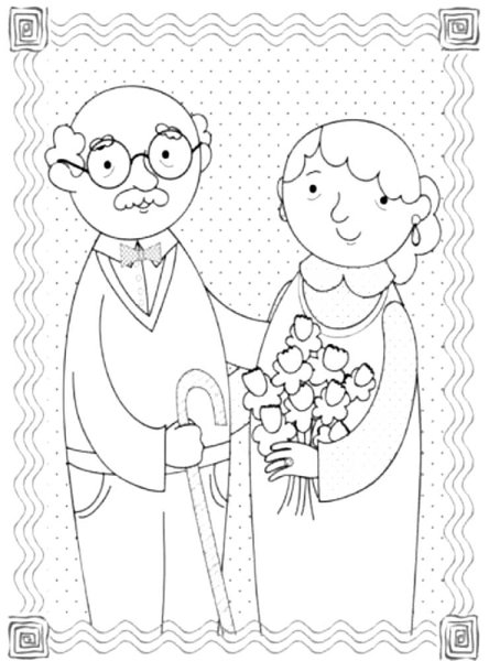 Рисунок бабушка и дедушка раскраска