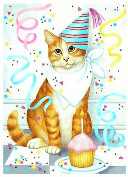 Кот день рождения рисунок